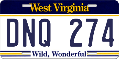 WV license plate DNQ274