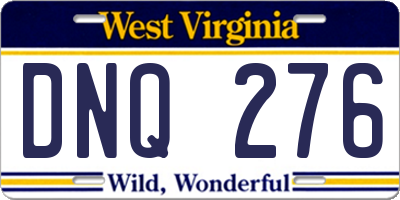 WV license plate DNQ276