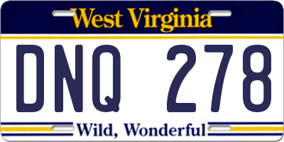 WV license plate DNQ278