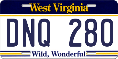 WV license plate DNQ280