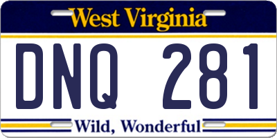 WV license plate DNQ281