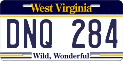 WV license plate DNQ284