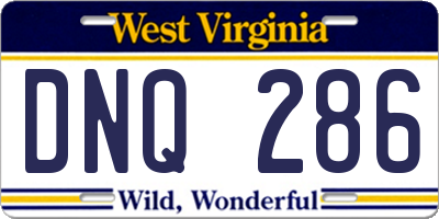 WV license plate DNQ286
