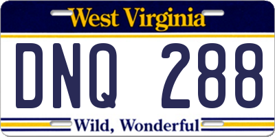 WV license plate DNQ288