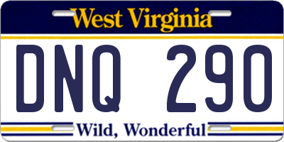 WV license plate DNQ290