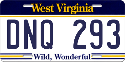 WV license plate DNQ293