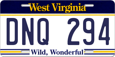 WV license plate DNQ294