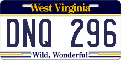 WV license plate DNQ296