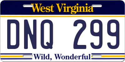 WV license plate DNQ299