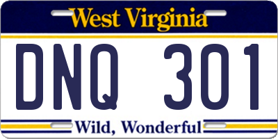 WV license plate DNQ301
