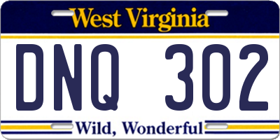 WV license plate DNQ302