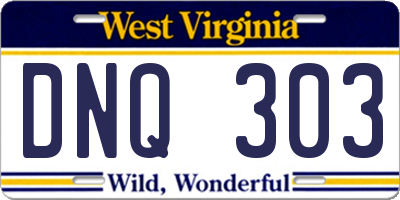 WV license plate DNQ303