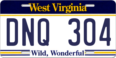 WV license plate DNQ304
