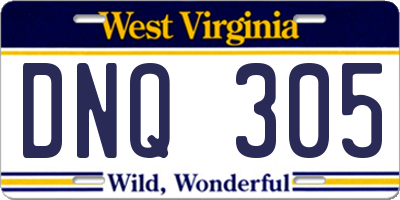 WV license plate DNQ305