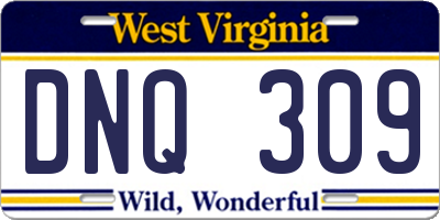 WV license plate DNQ309