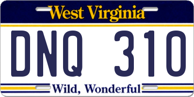 WV license plate DNQ310