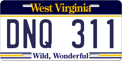 WV license plate DNQ311