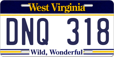 WV license plate DNQ318