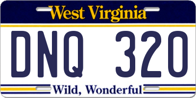 WV license plate DNQ320