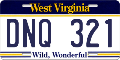 WV license plate DNQ321