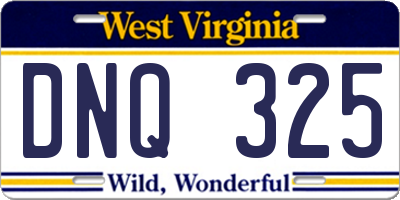 WV license plate DNQ325