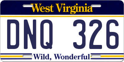 WV license plate DNQ326