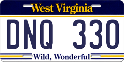 WV license plate DNQ330