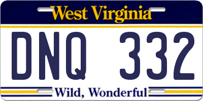 WV license plate DNQ332