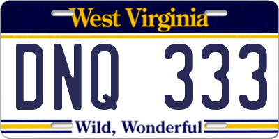 WV license plate DNQ333
