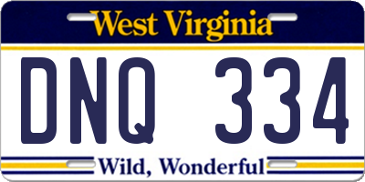 WV license plate DNQ334