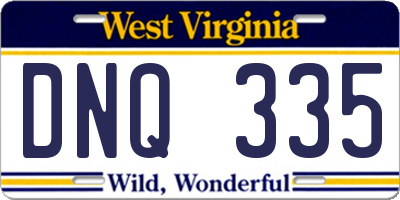 WV license plate DNQ335