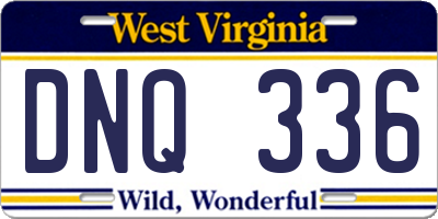 WV license plate DNQ336