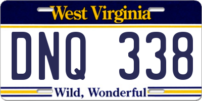 WV license plate DNQ338