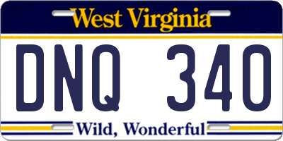WV license plate DNQ340