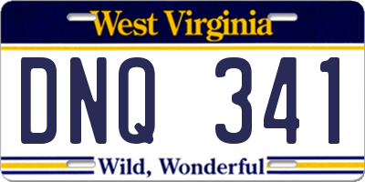 WV license plate DNQ341