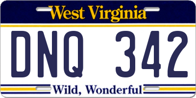 WV license plate DNQ342