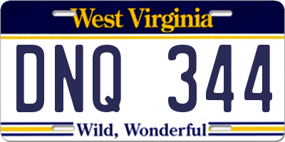 WV license plate DNQ344