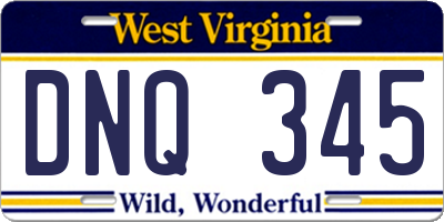 WV license plate DNQ345