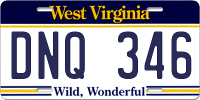 WV license plate DNQ346