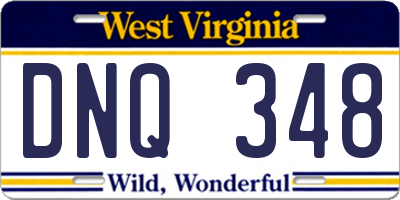 WV license plate DNQ348