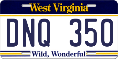 WV license plate DNQ350