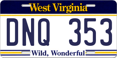 WV license plate DNQ353