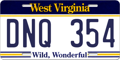 WV license plate DNQ354
