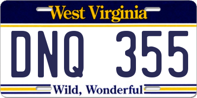 WV license plate DNQ355