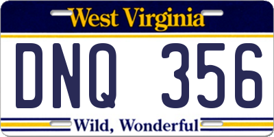 WV license plate DNQ356