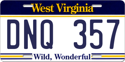 WV license plate DNQ357