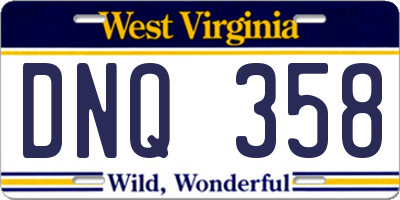 WV license plate DNQ358