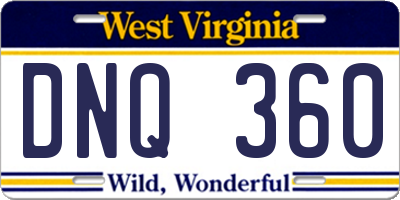 WV license plate DNQ360