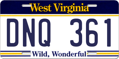 WV license plate DNQ361