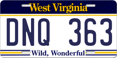 WV license plate DNQ363